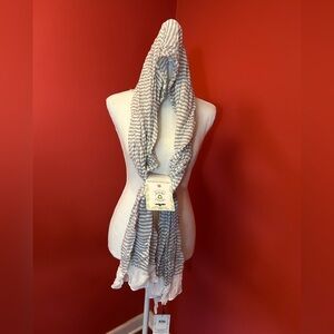 NWT Insect Shield Gray and White Stripe Lightweight Scarf by Hadley Wren